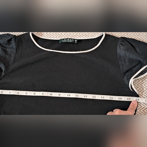 Ralph Lauren Black Blouse with White Trim - Picture 9 of 10